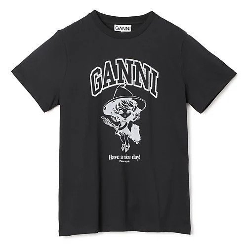 【ガニー/GANNI】のBasic Cotton Witch Relaxed T-shirt インテリア・キッズ・メンズ・レディースファッション・服の通販 founy(ファニー) 　ファッション　Fashion　レディースファッション　Fashion for Women　トップス・カットソー　Cut & Sew Tops　シャツ・ブラウス・オフィスカジュアル　Elegant Blouses & Button-Ups　ロングTシャツ・Tシャツ　Longline T-Shirts & Tees　2025年　2025　2025春夏・S/S　Spring/Summer 2025 SS25　コンパクト　Compact, Small Size　フィット　Fit, Slim Fit　プリント　Print, Printed Pattern　洗える　Machine Washable　Phantom|ID: prp329100004474982 ipo3291000000031547520