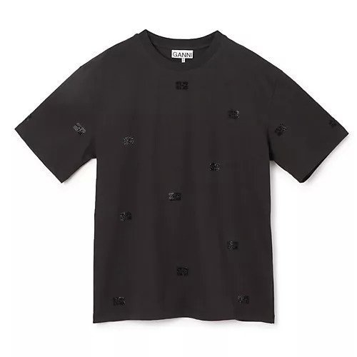 【ガニー/GANNI】のHeavy Cotton Rhinestone Drop Shoulder T-shirt インテリア・キッズ・メンズ・レディースファッション・服の通販 founy(ファニー) https://founy.com/ ファッション Fashion レディースファッション Fashion for Women トップス・カットソー Cut & Sew Tops シャツ・ブラウス・オフィスカジュアル Elegant Blouses & Button-Ups ロングTシャツ・Tシャツ Longline T-Shirts & Tees 2025年 2025 2025春夏・S/S Spring/Summer 2025 SS25 ビジュー Bijou, Jewel-like Accent リュクス Luxury, Elegant, High-End, Chic 洗える Machine Washable |ID: prp329100004474983 ipo3291000000031547535