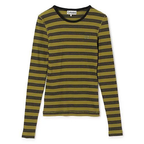 【ガニー/GANNI】のStriped Soft Cotton Rib Long Sleeve T-Shirt インテリア・キッズ・メンズ・レディースファッション・服の通販 founy(ファニー) https://founy.com/ ファッション Fashion レディースファッション Fashion for Women トップス・カットソー Cut & Sew Tops シャツ・ブラウス・オフィスカジュアル Elegant Blouses & Button-Ups ロングTシャツ・Tシャツ Longline T-Shirts & Tees 2025年 2025 2025春夏・S/S Spring/Summer 2025 SS25 シンプル Simple, Minimal ボーダー Border, Stripe ロング Long, Long-Length 洗える Machine Washable |ID: prp329100004474996 ipo3291000000031547707