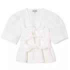 【ガニー/GANNI】のWashed Stretch Cotton Tie Strap Blouse Bright White|ID: prp329100004474999 ipo3291000000035594872