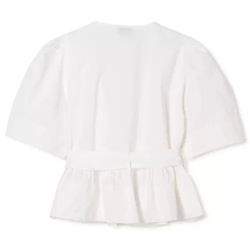 【ガニー/GANNI】のWashed Stretch Cotton Tie Strap Blouse 人気、トレンドファッション・服の通販 founy(ファニー) 　ファッション　Fashion　レディースファッション　Fashion for Women　2025年　2025　2025春夏・S/S　Spring/Summer 2025 SS25　コンシャス　Conscious, Bodycon　ペプラム　Peplum, Flared Hem　リボン　Ribbon, Bow　半袖　Short Sleeve, Half Sleeve　洗える　Machine Washable　other-2|ID: prp329100004474999 ipo3291000000035594874