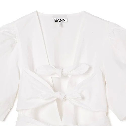 【ガニー/GANNI】のWashed Stretch Cotton Tie Strap Blouse 人気、トレンドファッション・服の通販 founy(ファニー) 　ファッション　Fashion　レディースファッション　Fashion for Women　2025年　2025　2025春夏・S/S　Spring/Summer 2025 SS25　コンシャス　Conscious, Bodycon　ペプラム　Peplum, Flared Hem　リボン　Ribbon, Bow　半袖　Short Sleeve, Half Sleeve　洗える　Machine Washable　other-3|ID: prp329100004474999 ipo3291000000035594875