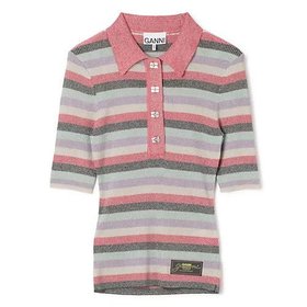 【ガニー/GANNI】 Light Sparkle Rib Polo人気、トレンドファッション・服の通販 founy(ファニー) ファッション Fashion レディースファッション WOMEN 2025年 2025 2025春夏・S/S Ss,Spring/Summer,2025 シルバー Silver パッチ Patch リラックス Relax 洗える Washable |ID:prp329100004475055