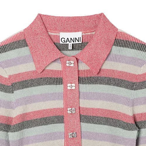 【ガニー/GANNI】のLight Sparkle Rib Polo 人気、トレンドファッション・服の通販 founy(ファニー) 　ファッション　Fashion　レディースファッション　Fashion for Women　2025年　2025　2025春夏・S/S　Spring/Summer 2025 SS25　シルバー　Silver, Metallic Silver　パッチ　Patch, Appliqué　リラックス　Relax, Relaxed Fit　洗える　Machine Washable　other-3|ID: prp329100004475055 ipo3291000000032100058