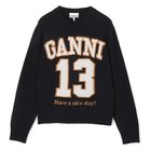 【ガニー/GANNI】のGraphic Wool Mix Baseball Crewneck Sky Captain|ID: prp329100004475056 ipo3291000000035594858