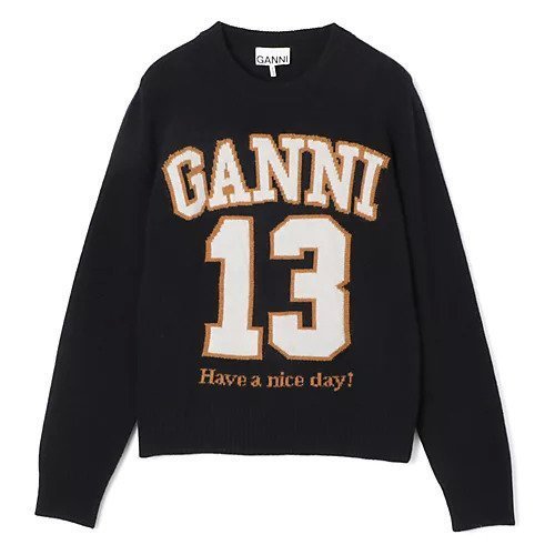 【ガニー/GANNI】のGraphic Wool Mix Baseball Crewneck インテリア・キッズ・メンズ・レディースファッション・服の通販 founy(ファニー) 　ファッション　Fashion　レディースファッション　Fashion for Women　2025年　2025　2025春夏・S/S　Spring/Summer 2025 SS25　今季　This Season, Current Season　Sky Captain|ID: prp329100004475056 ipo3291000000035594858