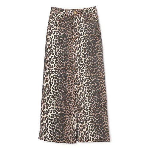 【ガニー/GANNI】のPrint Denim Maxi Slit Skirt インテリア・キッズ・メンズ・レディースファッション・服の通販 founy(ファニー) 　ファッション　Fashion　レディースファッション　Fashion for Women　スカート　Skirts　スリット　Slit, Slit Detail　デニム　Denim, Jeans Material　バランス　Balance, Style Balance　マキシ　Maxi, Full Length　レオパード　Leopard, Animal Print　Leopard|ID: prp329100004475068 ipo3291000000033246145