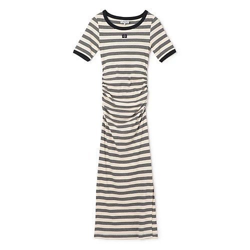 【ガニー/GANNI】のStriped Soft Cotton Rib Short Sleeve Dress インテリア・キッズ・メンズ・レディースファッション・服の通販 founy(ファニー) https://founy.com/ ファッション Fashion レディースファッション Fashion for Women トップス・カットソー Cut & Sew Tops ワンピース Dresses フォーマル・パーティードレス・結婚式用ドレス Elegant & Casual Dresses 2025年 2025 2025春夏・S/S Spring/Summer 2025 SS25 ギャザー Gathered, Ruffled シンプル Simple, Minimal ドレス Dress, One-Piece ベーシック Basic, Essential ボーダー Border, Stripe 洗える Machine Washable |ID: prp329100004475099 ipo3291000000034865408