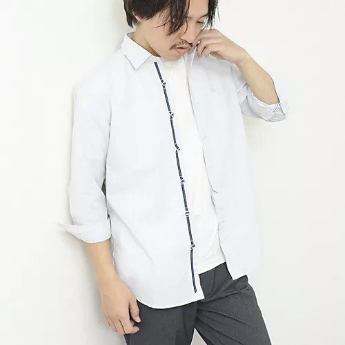 【ノーリーズ グッドマン/NOLLEY'S goodman / MEN】の綿麻パラシュートボタン 7分袖シャツ 25SS インテリア・キッズ・メンズ・レディースファッション・服の通販 founy(ファニー) 　ファッション　Fashion　メンズファッション　Fashion for Men　ショーツ　Shorts, Short Pants　シンプル　Simple, Minimal　デニム　Denim, Jeans Material　定番　Standard, Basic Item　フロント　Front, Front Design　リゾート　Resort, Vacation Style　リネン　Linen, Linen Fabric　リボン　Ribbon, Bow　おすすめ　Recommended / Our Picks　ギフト プレゼント　Gift / Present　2025年　2025　2025春夏・S/S　Spring/Summer 2025 SS25　オフホワイト|ID: prp329100004475150 ipo3291000000031718945