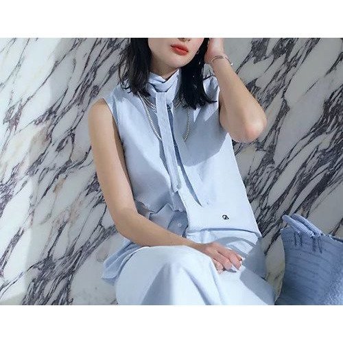 【マディソンブルー/MADISONBLUE】の【HPS別注】ボウタイスリーブレスブラウス 人気、トレンドファッション・服の通販 founy(ファニー) 　ファッション　Fashion　レディースファッション　WOMEN　トップス・カットソー　Tops/Tshirt　シャツ/ブラウス　Shirts/Blouses　エレガント 上品　Elegant　シャンブレー　Chambray　デニム　Denim　フレア　Flare　マニッシュ　Mannish　ヴィンテージ　Vintage　別注　Special Order　夏　Summer　洗える　Washable　other-3|ID: prp329100004486802 ipo3291000000031730251