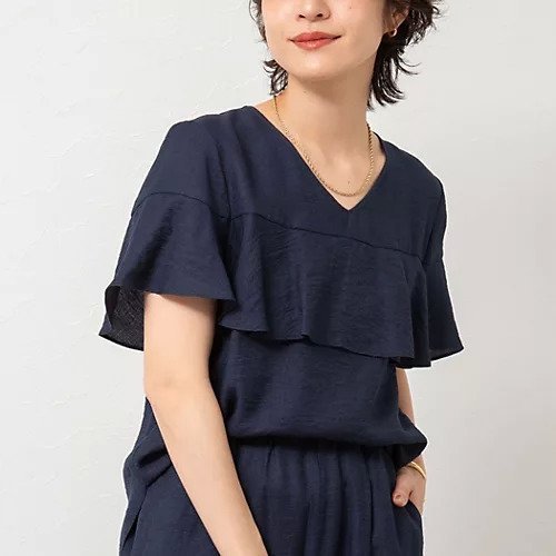 【ノーリーズ/NOLLEY'S】の【WEB限定】《セットアップ対応》ジュピター半袖フリルブラウス インテリア・キッズ・メンズ・レディースファッション・服の通販 founy(ファニー) 　ファッション　Fashion　レディースファッション　WOMEN　トップス・カットソー　Tops/Tshirt　シャツ/ブラウス　Shirts/Blouses　2025年　2025　2025春夏・S/S　Ss,Spring/Summer,2025　セットアップ　Set Up　フリル　Frills　フレア　Flare　ボトム　Bottom　ワイド　Wide　ビジネス 仕事 通勤　Business　半袖　Short Sleeve　夏　Summer　ネイビー|ID: prp329100004486803 ipo3291000000032085472