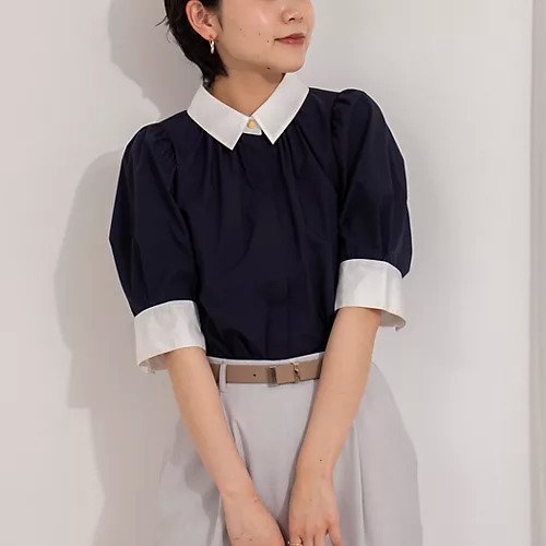 【ノーリーズ/NOLLEY'S】のパフスリーブ半袖シャツブラウス インテリア・キッズ・メンズ・レディースファッション・服の通販 founy(ファニー) 　ファッション　Fashion　レディースファッション　Fashion for Women　トップス・カットソー　Cut & Sew Tops　シャツ・ブラウス・オフィスカジュアル　Elegant Blouses & Button-Ups　2025年　2025　2025春夏・S/S　Spring/Summer 2025 SS25　カフス　Cuff Design　ギャザー　Gathered, Ruffled　コンパクト　Compact, Small Size　スリーブ　Sleeve, Long Sleeve / Short Sleeve　人気　Popular, Best Seller　半袖　Short Sleeve, Half Sleeve　ブルー系その他6|ID: prp329100004486805 ipo3291000000031629943