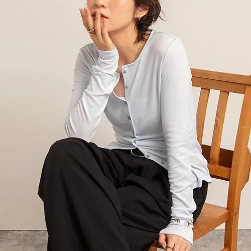 【ノーリーズ/NOLLEY'S】の【MAQWEL/マクウェル】リブクルーネックカーディガン インテリア・キッズ・メンズ・レディースファッション・服の通販 founy(ファニー) 　ファッション　Fashion　レディースファッション　WOMEN　トップス・カットソー　Tops/Tshirt　カーディガン　Cardigans　ヴィンテージ　Vintage　カーディガン　Cardigan　シンプル　Simple　スリット　Slit　フェミニン　Feminine　フロント　Front　ベーシック　Basic　羽織　Haori　おすすめ　Recommend　2025年　2025　2025春夏・S/S　Ss,Spring/Summer,2025　サックス|ID: prp329100004486820 ipo3291000000032164741