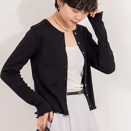 【ノーリーズ/NOLLEY'S】の《手洗い可能》テレコカーディガン インテリア・キッズ・メンズ・レディースファッション・服の通販 founy(ファニー) 　ファッション　Fashion　レディースファッション　Fashion for Women　トップス・カットソー　Cut & Sew Tops　カーディガン・羽織り　Layered Style Cardigans　2025年　2025　2025春夏・S/S　Spring/Summer 2025 SS25　おすすめ　Recommended / Our Picks　カーディガン　Cardigan, Knitwear　コンパクト　Compact, Small Size　テレコ　Ribbed, Rib Stitch　デニム　Denim, Jeans Material　ブラック|ID: prp329100004486823 ipo3291000000031630127