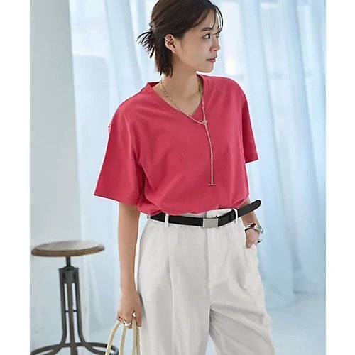 【スタイルデリ/STYLE DELI】のボーイズフォルムのVネックTシャツ インテリア・キッズ・メンズ・レディースファッション・服の通販 founy(ファニー) 　ファッション　Fashion　レディースファッション　WOMEN　トップス・カットソー　Tops/Tshirt　シャツ/ブラウス　Shirts/Blouses　ロング / Tシャツ　T-Shirts　Vネック　V-Neck　イエロー　Yellow　ショルダー　Shoulder　ストレート　Straight　ドロップ　Drop　定番　Standard　バランス　Balance　フォルム　Form　半袖　Short Sleeve　メンズ　Mens　スイカレッド|ID: prp329100004496094 ipo3291000000031711673