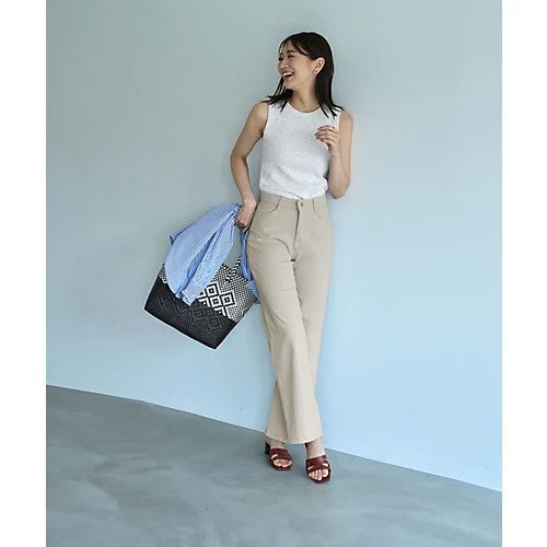 【スタイルデリ/STYLE DELI】のウエストにゴム内蔵のストレッチコットンストレートパンツ インテリア・キッズ・メンズ・レディースファッション・服の通販 founy(ファニー) 　ファッション　Fashion　レディースファッション　WOMEN　パンツ　Pants　春　Spring　ショーツ　Shorts　シルバー　Silver　ストレッチ　Stretch　ストレート　Straight　デニム　Denim　ループ　Loop　ロールアップ　Roll Up　ワイド　Wide　S/S・春夏　Ss・Spring/Summer　夏　Summer　グレージュ|ID: prp329100004496161 ipo3291000000031712885