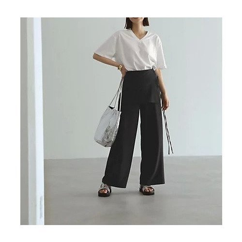 【スタイルデリ/STYLE DELI】の薄手でサラサラな腰周りラップワイドパンツ 人気、トレンドファッション・服の通販 founy(ファニー) 　ファッション　Fashion　レディースファッション　WOMEN　パンツ　Pants　カットソー　Cut And Sew　ジャケット　Jacket　スタイリッシュ　Stylish　ストレート　Straight　スニーカー　Sneakers　スリット　Slit　スーツ　Suit　バランス　Balance　フォルム　Form　ベスト　Vest　ラップ　Wrap　リボン　Ribbon　ループ　Loop　ワイド　Wide　夏　Summer　other-2|ID: prp329100004496165 ipo3291000000031712907