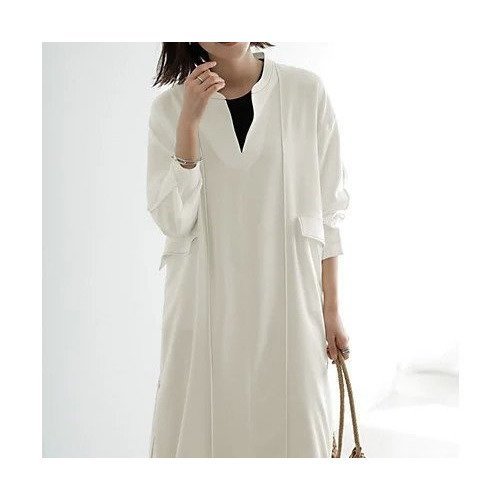 【スタイルデリ/STYLE DELI】の【LUXE】配色ステッチ両裾ファスナーワンピース インテリア・キッズ・メンズ・レディースファッション・服の通販 founy(ファニー) 　ファッション　Fashion　レディースファッション　Fashion for Women　ワンピース　Dresses　イエロー　Yellow　インナー　Innerwear　カフス　Cuff Design　ショルダー　Shoulder, Shoulder Strap　スリット　Slit, Slit Detail　ツイル　Twist, Twisted Detail　ドロップ　Drop Shoulder, Dropped Style　定番　Standard, Basic Item　長袖　Long Sleeve, Full Sleeve　フロント　Front, Front Design　ペチコート　Petticoat, Underskirt　ポケット　Pocket, Pocket Detail　リラックス　Relax, Relaxed Fit　レギンス　Leggings, Stretch Pants　ロング　Long, Long-Length　ワイド　Wide, Wide Fit　夏　Summer　ホワイト|ID: prp329100004496175 ipo3291000000034504799