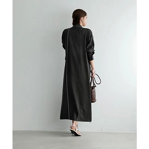 【スタイルデリ/STYLE DELI】の【LUXE】配色ステッチ両裾ファスナーワンピース 人気、トレンドファッション・服の通販 founy(ファニー) 　ファッション　Fashion　レディースファッション　Fashion for Women　ワンピース　Dresses　イエロー　Yellow　インナー　Innerwear　カフス　Cuff Design　ショルダー　Shoulder, Shoulder Strap　スリット　Slit, Slit Detail　ツイル　Twist, Twisted Detail　ドロップ　Drop Shoulder, Dropped Style　定番　Standard, Basic Item　長袖　Long Sleeve, Full Sleeve　フロント　Front, Front Design　ペチコート　Petticoat, Underskirt　ポケット　Pocket, Pocket Detail　リラックス　Relax, Relaxed Fit　レギンス　Leggings, Stretch Pants　ロング　Long, Long-Length　ワイド　Wide, Wide Fit　夏　Summer　other-2|ID: prp329100004496175 ipo3291000000034504801