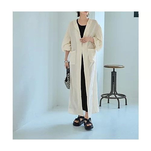 【スタイルデリ/STYLE DELI】の綿麻混紡 羽織れるWファスナーワンピース インテリア・キッズ・メンズ・レディースファッション・服の通販 founy(ファニー) 　ファッション　Fashion　レディースファッション　WOMEN　ワンピース　Dress　インナー　Inner　春　Spring　カーディガン　Cardigan　ギャザー　Gather　吸水　Water Absorption　ショルダー　Shoulder　シルバー　Silver　シンプル　Simple　ジャケット　Jacket　スリット　Slit　ドレープ　Drape　ドロップ　Drop　長袖　Long Sleeve　フォルム　Form　フロント　Front　ブルゾン　Blouson　ペチコート　Petticoat　ポケット　Pocket　S/S・春夏　Ss・Spring/Summer　夏　Summer　エクリュ|ID: prp329100004496178 ipo3291000000031713170