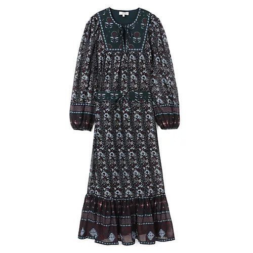 【シー ニューヨーク/Sea NEW YORK】のエスニック柄ワンピース インテリア・キッズ・メンズ・レディースファッション・服の通販 founy(ファニー) 　ファッション　Fashion　レディースファッション　Fashion for Women　ワンピース　Dresses　エスニック　Ethnic Style　スリーブ　Sleeve, Long Sleeve / Short Sleeve　ドレス　Dress, One-Piece　ミリタリー　Military, Army Style　リラックス　Relax, Relaxed Fit　長袖　Long Sleeve, Full Sleeve　ブルー系|ID: prp329100004496183 ipo3291000000032618131