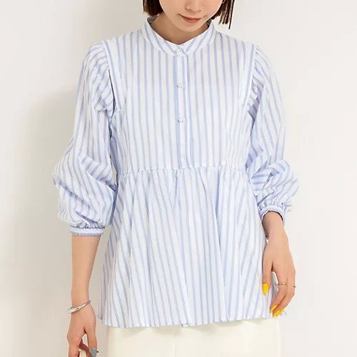 【ノーリーズ/NOLLEY'S】のストライププルオーバーブラウス インテリア・キッズ・メンズ・レディースファッション・服の通販 founy(ファニー) https://founy.com/ ファッション Fashion レディースファッション Fashion for Women トップス・カットソー Cut & Sew Tops シャツ・ブラウス・オフィスカジュアル Elegant Blouses & Button-Ups カジュアルプルオーバー・ニットトップス Pullovers & Knit Tops / Casual Pullovers 2025年 2025 2025春夏・S/S Spring/Summer 2025 SS25 スリーブ Sleeve, Long Sleeve / Short Sleeve デニム Denim, Jeans Material パール Pearl, Pearl Accent ペプラム Peplum, Flared Hem ボトム Bottoms, Lower Wear |ID: prp329100004496266 ipo3291000000032640453