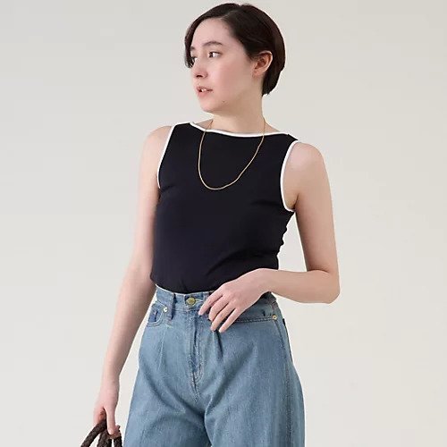 【マルティニーク/martinique】のコットンフライスノースリーブ インテリア・キッズ・メンズ・レディースファッション・服の通販 founy(ファニー) 　ファッション　Fashion　レディースファッション　Fashion for Women　トップス・カットソー　Cut & Sew Tops　キャミソール&ノースリーブ　Camisoles & Sleeveless Tops　おすすめ　Recommended / Our Picks　インナー　Innerwear　ストレッチ　Stretch, Stretchy Fabric　トレンド　Trend, Trending Now　パイピング　Piping, Trim Design　フィット　Fit, Slim Fit　ボトム　Bottoms, Lower Wear　定番　Standard, Basic Item　日本製　Made In Japan　ブラック|ID: prp329100004497565 ipo3291000000035917776