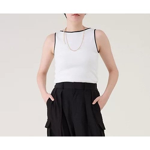 【マルティニーク/martinique】のコットンフライスノースリーブ インテリア・キッズ・メンズ・レディースファッション・服の通販 founy(ファニー) 　ファッション　Fashion　レディースファッション　Fashion for Women　トップス・カットソー　Cut & Sew Tops　キャミソール&ノースリーブ　Camisoles & Sleeveless Tops　おすすめ　Recommended / Our Picks　インナー　Innerwear　ストレッチ　Stretch, Stretchy Fabric　トレンド　Trend, Trending Now　パイピング　Piping, Trim Design　フィット　Fit, Slim Fit　ボトム　Bottoms, Lower Wear　定番　Standard, Basic Item　日本製　Made In Japan　ホワイト|ID: prp329100004497565 ipo3291000000035917777