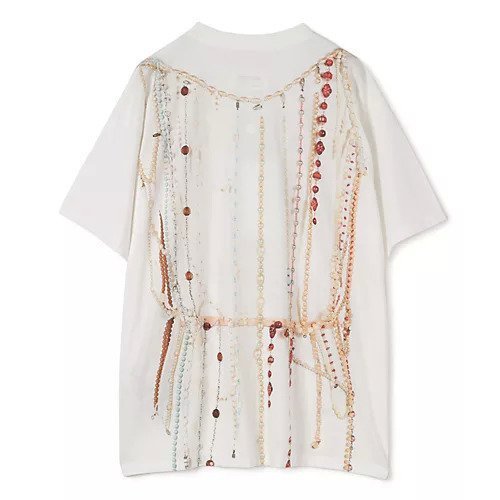 【エムエム6 メゾン マルタン マルジェラ/MM6 Maison Martin Margiela】のT-SHIRT 人気、トレンドファッション・服の通販 founy(ファニー) 　ファッション　Fashion　レディースファッション　WOMEN　トップス・カットソー　Tops/Tshirt　シャツ/ブラウス　Shirts/Blouses　ロング / Tシャツ　T-Shirts　2025年　2025　2025春夏・S/S　Ss,Spring/Summer,2025　ショルダー　Shoulder　ドロップ　Drop　ネックレス　Necklace　パール　Pearl　プリント　Print　リアル　Real　ロング　Long　洗える　Washable　other-2|ID: prp329100004503235 ipo3291000000031779095