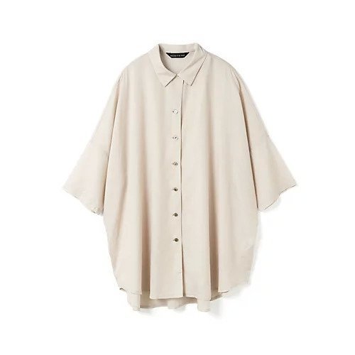 【ミズイロ インド/mizuiro ind】のハーフスリーブワイドチュニックシャツ インテリア・キッズ・メンズ・レディースファッション・服の通販 founy(ファニー) 　ファッション　Fashion　レディースファッション　WOMEN　トップス・カットソー　Tops/Tshirt　シャツ/ブラウス　Shirts/Blouses　ベーシック　Basic　リネン　Linen　羽織　Haori　ベージュ|ID: prp329100004504509 ipo3291000000031790652