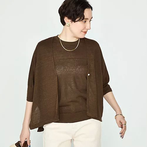 【ノーリーズ/NOLLEY'S】の《アンサンブル対応》《手洗い可能》フレンチリネンボレロカーディガン インテリア・キッズ・メンズ・レディースファッション・服の通販 founy(ファニー) 　ファッション　Fashion　レディースファッション　WOMEN　トップス・カットソー　Tops/Tshirt　カーディガン　Cardigans　アンサンブル　Knit Ensemble　2025年　2025　2025春夏・S/S　Ss,Spring/Summer,2025　アンサンブル　Ensemble　カーディガン　Cardigan　ショート　Short　ノースリーブ　No Sleeve　フランス　France　フレンチ　French　ベーシック　Basic　ボトム　Bottom　リネン　Linen　人気　Popularity　定番　Standard　春　Spring　ブラウン|ID: prp329100004504645 ipo3291000000031792166