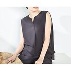 【ノーリーズソフィー/NOLLEY'S sophi】の《セットアップ対応》ツイルキーネックブラウス チャコールグレー|ID: prp329100004506034 ipo3291000000031803382