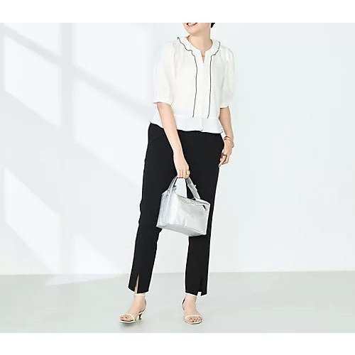 【ノーリーズ/NOLLEY'S】のストレッチジョーゼット配色フリルブラウス 人気、トレンドファッション・服の通販 founy(ファニー) 　ファッション　Fashion　レディースファッション　WOMEN　トップス・カットソー　Tops/Tshirt　シャツ/ブラウス　Shirts/Blouses　2025年　2025　2025春夏・S/S　Ss,Spring/Summer,2025　おすすめ　Recommend　インナー　Inner　ショート　Short　シンプル　Simple　ジャケット　Jacket　ジョーゼット　Georgette　ストレッチ　Stretch　フリル　Frills　ペプラム　Peplum　エレガント 上品　Elegant　人気　Popularity　羽織　Haori　other-3|ID: prp329100004506036 ipo3291000000031803405