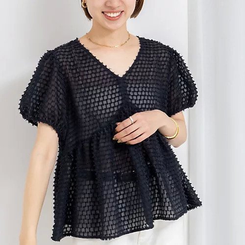 【ノーリーズ/NOLLEY'S】のカットジャガードペプラムブラウス インテリア・キッズ・メンズ・レディースファッション・服の通販 founy(ファニー) 　ファッション　Fashion　レディースファッション　WOMEN　トップス・カットソー　Tops/Tshirt　シャツ/ブラウス　Shirts/Blouses　2025年　2025　2025春夏・S/S　Ss,Spring/Summer,2025　タイトスカート　Tight Skirt　ワイド　Wide　ネイビー|ID: prp329100004506206 ipo3291000000031805081