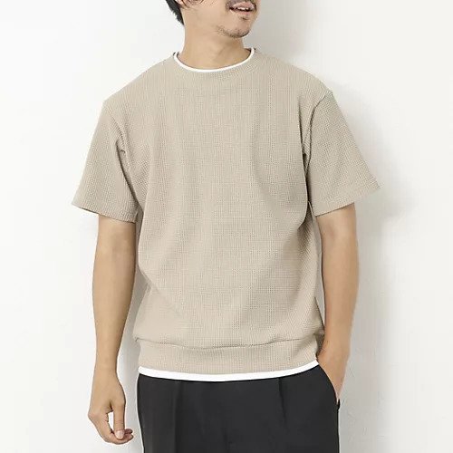 【ノーリーズ グッドマン/NOLLEY'S goodman / MEN】の【IRM】《吸水速乾/UVカット》ワッフルフェイクレイヤードTee 25SS インテリア・キッズ・メンズ・レディースファッション・服の通販 founy(ファニー) 　ファッション　Fashion　メンズファッション　Fashion for Men　2025年　2025　2025春夏・S/S　Spring/Summer 2025 SS25　インナー　Innerwear　ウォッシャブル　Machine Washable　ストレッチ　Stretch, Stretchy Fabric　ワッフル　Waffle, Waffle Knit　吸水　Absorbent, Quick-Dry　ベージュ|ID: prp329100004508153 ipo3291000000032537083