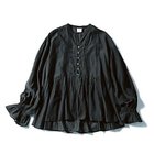 【トゥエルブクローゼット/12closet】の【洗える】涼しい長袖ピンタックブラウス ブラック|ID:prp329100004515032