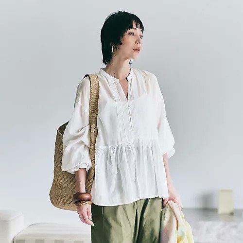 【トゥエルブクローゼット/12closet】の【洗える】涼しい長袖ピンタックブラウス 人気、トレンドファッション・服の通販 founy(ファニー) 　ファッション　Fashion　レディースファッション　WOMEN　トップス・カットソー　Tops/Tshirt　シャツ/ブラウス　Shirts/Blouses　シアー　Sheer　フロント　Front　ペプラム　Peplum　洗える　Washable　長袖　Long Sleeve　other-2|ID: prp329100004515032 ipo3291000000031901087