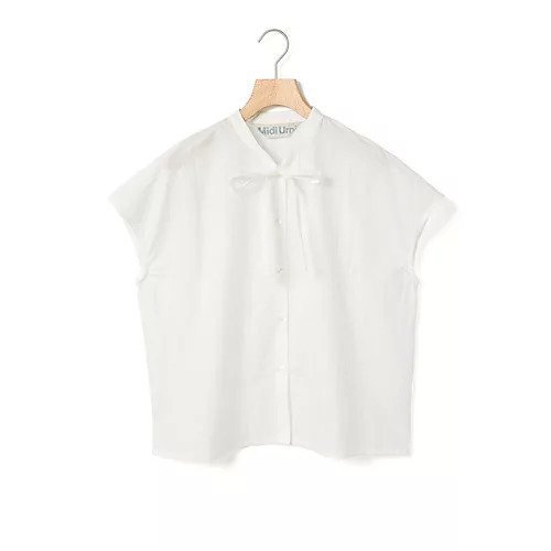 【ミディウミ/MidiUmi】のタイショートシャツ インテリア・キッズ・メンズ・レディースファッション・服の通販 founy(ファニー) 　ファッション　Fashion　レディースファッション　WOMEN　トップス・カットソー　Tops/Tshirt　シャツ/ブラウス　Shirts/Blouses　エレガント 上品　Elegant　ショート　Short　シンプル　Simple　タイプライター　Typewriter　リボン　Ribbon　夏　Summer　オフホワイト|ID: prp329100004515036 ipo3291000000031901135
