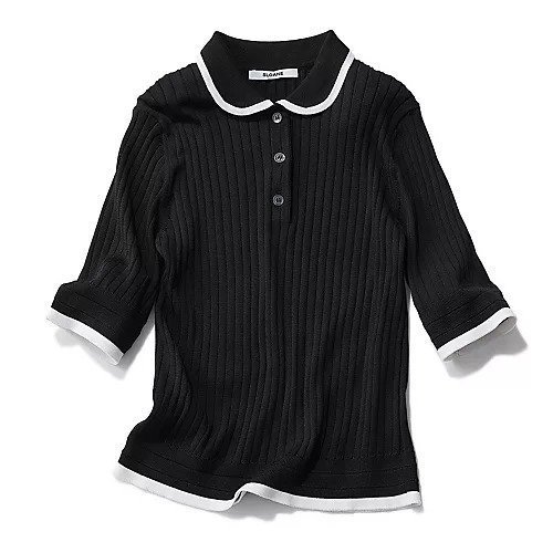 【スローン/SLOANE】の【Marisol別注】接触冷感ポロニット インテリア・キッズ・メンズ・レディースファッション・服の通販 founy(ファニー) 　ファッション　Fashion　レディースファッション　Fashion for Women　トップス・カットソー　Cut & Sew Tops　ニット　Knit Tops & Sweaters　エレガント 上品　Elegant　洗える　Machine Washable　軽量　Lightweight, Ultra Light　バランス　Balance, Style Balance　別注　Limited Edition, Custom Order　ワイドリブ　Wide Rib, Wide Ribbed Knit　夏　Summer　ブラック|ID: prp329100004515039 ipo3291000000035661990