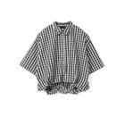【ミズイロ インド/mizuiro ind】のストライプハーフスリーブバルーンシャツ ブラックチェック|ID: prp329100004515043 ipo3291000000031901196