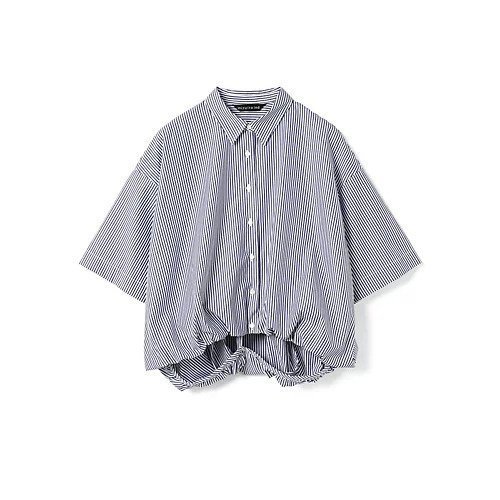 【ミズイロ インド/mizuiro ind】のストライプハーフスリーブバルーンシャツ 人気、トレンドファッション・服の通販 founy(ファニー) 　ファッション　Fashion　レディースファッション　WOMEN　トップス・カットソー　Tops/Tshirt　シャツ/ブラウス　Shirts/Blouses　シンプル　Simple　ストライプ　Stripe　チェック　Check　バルーン　Balloon　フロント　Front　ベーシック　Basic　夏　Summer　無地　Plain Color　other-2|ID: prp329100004515043 ipo3291000000031901198