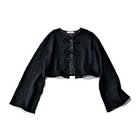 【トゥエルブクローゼット/12closet】の【浅見れいなさんコラボ】【洗える】ワイドスリーブレースカーディガン ブラック|ID:prp329100004515051