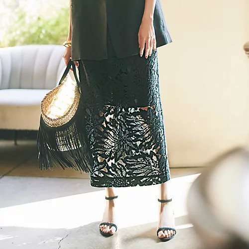 【サクラ/SACRA】のラッセルレースIラインスカート 人気、トレンドファッション・服の通販 founy(ファニー) 　ファッション　Fashion　レディースファッション　WOMEN　スカート　Skirt　カモフラージュ　Camouflage　ストレート　Straight　モチーフ　Motif　ラッセル　Russell　リーフ　Leaf　レース　Race　other-2|ID: prp329100004515057 ipo3291000000031901302