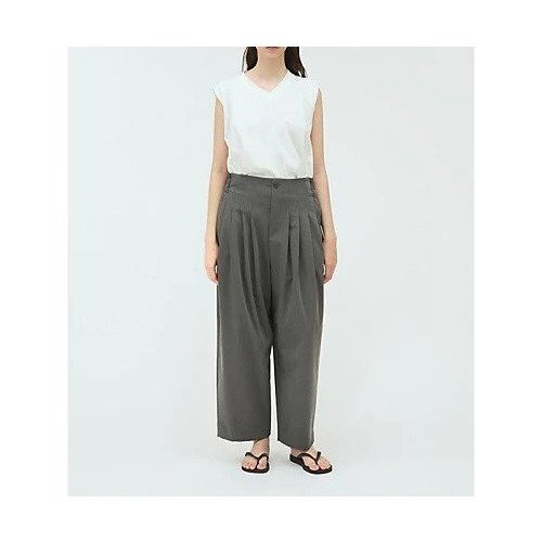【ミズイロ インド/mizuiro ind】のハイウエストタックパンツ インテリア・キッズ・メンズ・レディースファッション・服の通販 founy(ファニー) 　ファッション　Fashion　レディースファッション　WOMEN　パンツ　Pants　なめらか　Smooth　ギャザー　Gather　ストレッチ　Stretch　夏　Summer　グレー|ID: prp329100004515062 ipo3291000000031901334