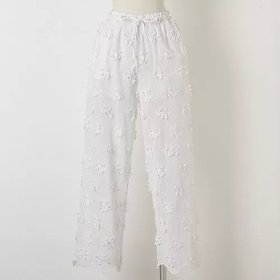 【クリンクル クリンクル クリンクル/crinkle crinkle crinkle】の【洗える】sheer cotton 3D embroidery easy pants 人気、トレンドファッション・服の通販 founy(ファニー) ファッション Fashion レディースファッション Fashion for Women パンツ Pants & Trousers ショーツ Shorts, Short Pants トレンド Trend, Trending Now フラワー Flower, Floral リアル Real, Realistic 洗える Machine Washable |ID:prp329100004515063