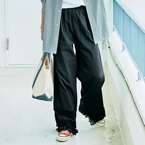 【トゥエルブクローゼット/12closet】の【洗える】裾レースパンツ 人気、トレンドファッション・服の通販 founy(ファニー) 　ファッション　Fashion　レディースファッション　WOMEN　パンツ　Pants　インド　India　インナー　Inner　ギャザー　Gather　クロシェ　Crochet　ドローコード　Draw Cord　フィット　Fit　レース　Race　ワイド　Wide　洗える　Washable　other-2|ID: prp329100004515064 ipo3291000000031901345