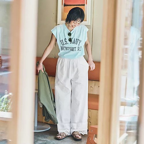 【トゥエルブクローゼット/12closet】の【洗える】裾レースパンツ 人気、トレンドファッション・服の通販 founy(ファニー) 　ファッション　Fashion　レディースファッション　WOMEN　パンツ　Pants　インド　India　インナー　Inner　ギャザー　Gather　クロシェ　Crochet　ドローコード　Draw Cord　フィット　Fit　レース　Race　ワイド　Wide　洗える　Washable　other-3|ID: prp329100004515064 ipo3291000000031901346