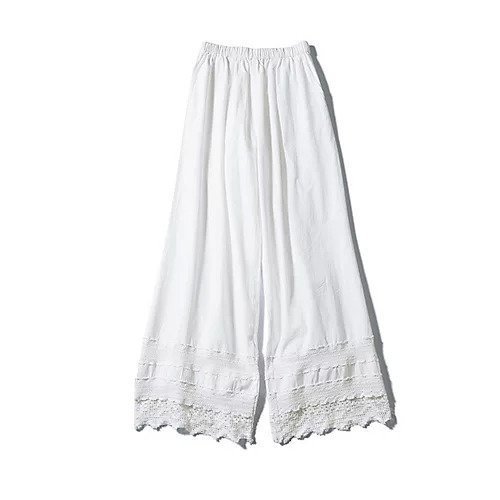 【トゥエルブクローゼット/12closet】の【洗える】裾レースパンツ インテリア・キッズ・メンズ・レディースファッション・服の通販 founy(ファニー) 　ファッション　Fashion　レディースファッション　Fashion for Women　パンツ　Pants & Trousers　インド　Indian Textile　インナー　Innerwear　ギャザー　Gathered, Ruffled　クロシェ　Crochet, Knitted Lace　ドローコード　Drawcord, Drawstring Cord　フィット　Fit, Slim Fit　レース　Lace, Lace Fabric　ワイド　Wide, Wide Fit　洗える　Machine Washable　ホワイト|ID: prp329100004515064 ipo3291000000034956293