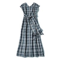 【トゥエルブクローゼット/12closet】の【洗える】腰高チェックワンピース 人気、トレンドファッション・服の通販 founy(ファニー) ファッション Fashion レディースファッション WOMEN ワンピース Dress カッティング Cutting チェック Check デコルテ Decolletage リボン Ribbon ロング Long 夏 Summer 洗える Washable |ID:prp329100004515078