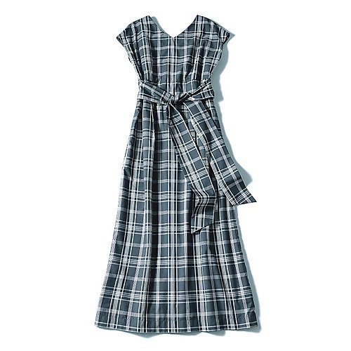 【トゥエルブクローゼット/12closet】の【洗える】腰高チェックワンピース インテリア・キッズ・メンズ・レディースファッション・服の通販 founy(ファニー) 　ファッション　Fashion　レディースファッション　WOMEN　ワンピース　Dress　カッティング　Cutting　チェック　Check　デコルテ　Decolletage　リボン　Ribbon　ロング　Long　夏　Summer　洗える　Washable　チャコール&#215;オフホワイト|ID: prp329100004515078 ipo3291000000031901418